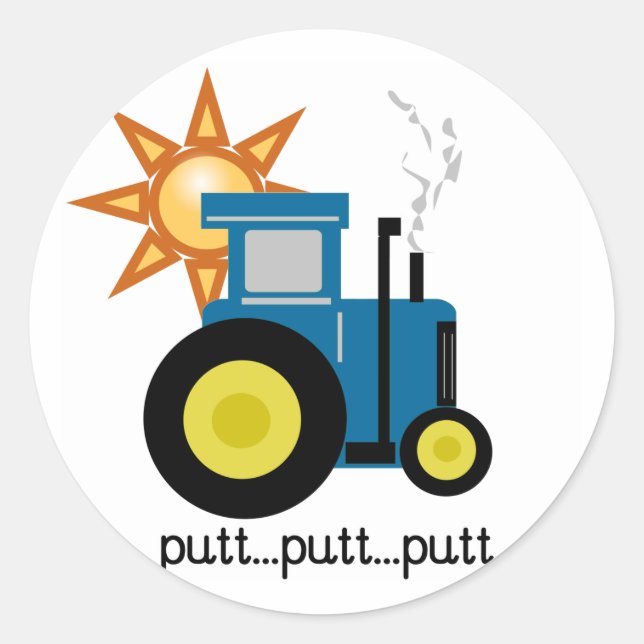 Sticker Rond Chemises et cadeaux de Tracteur Blue Putt (Devant)