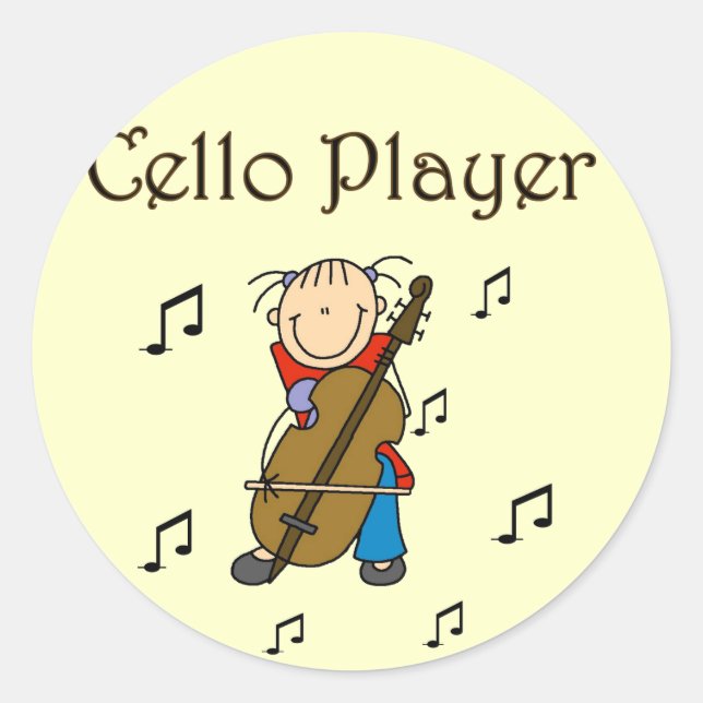 Sticker Rond Chemises et cadeaux du Joueur Cello (Devant)