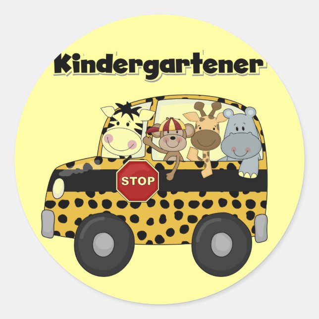 Sticker Rond Chemises et cadeaux pour enfants de l'autobus scol (Devant)