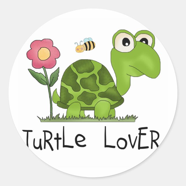 Sticker Rond Chemises et cadeaux Tortue Lover (Devant)