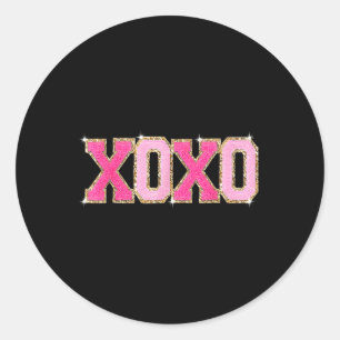 Sticker Rond Chenille Patch Sparkling Xoxo Valentines Day