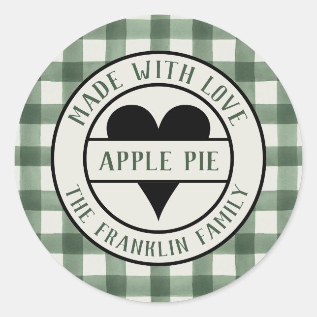 Sticker Rond Chèque de Buffle Gris et Noir Fabriqué avec l'amou (Devant)