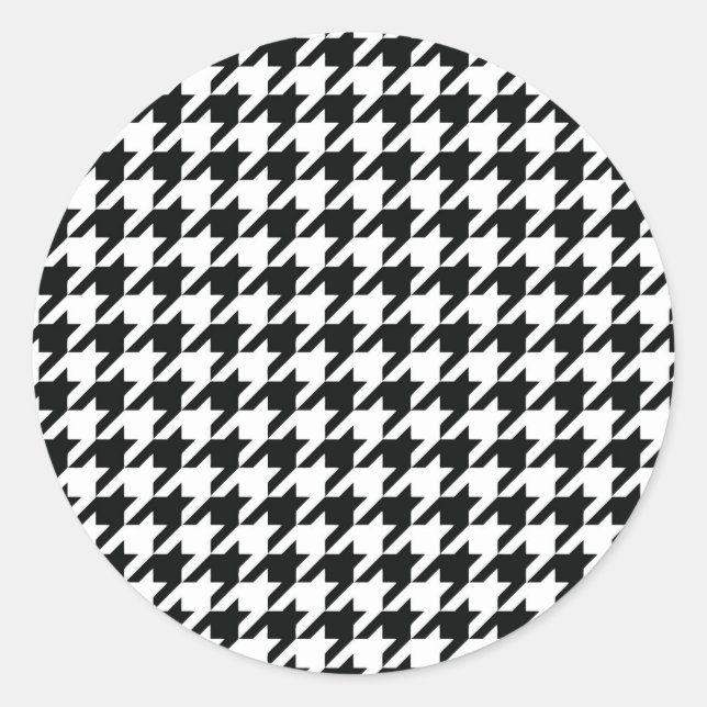 Sticker Rond Chèque de socle noir blanc classique (Devant)