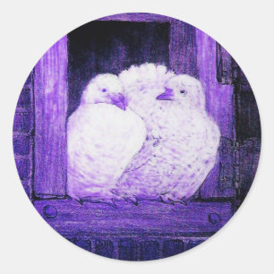 Sticker Rond CHÈQUES BLANCHES À LA FENÊTRE bleu violet