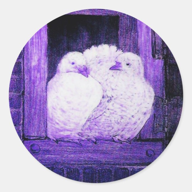 Sticker Rond CHÈQUES BLANCHES À LA FENÊTRE bleu violet (Devant)