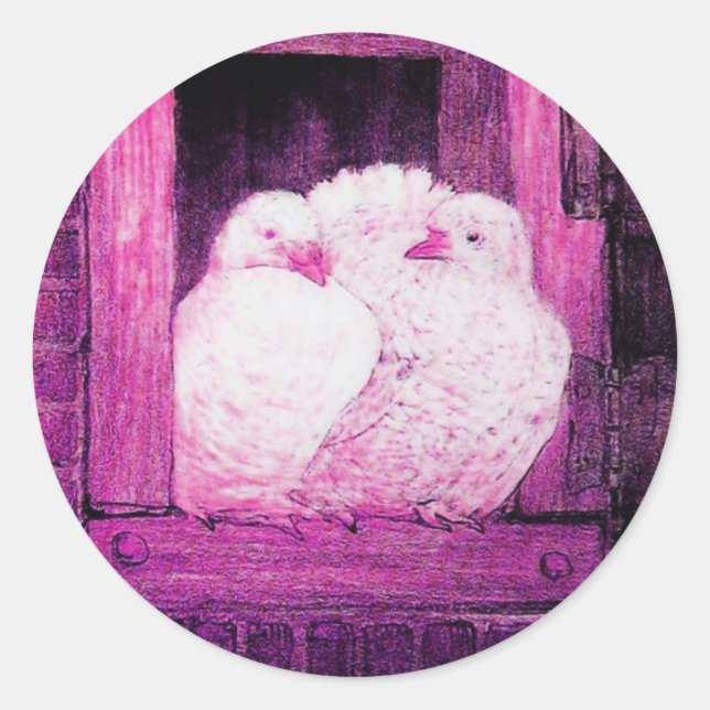 Sticker Rond CHÈQUES BLANCHES À LA FENÊTRE violet rose violet v (Devant)