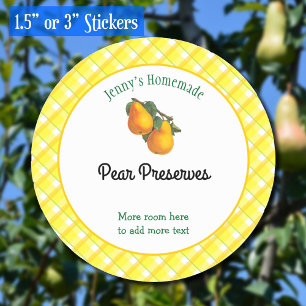 Sticker Rond Chèques Jaunes Plaid modifiables Pear Recette Stic