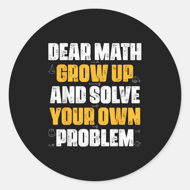 Sticker Rond Cher Math Augmente Et Résoudre Votre Propre Problè (Devant)