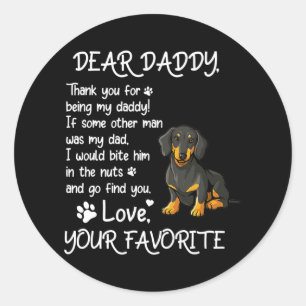 Sticker Rond Cher papa Dachshund Chien Papa Fête des pères
