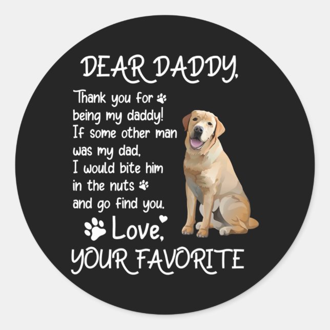 Sticker Rond Cher papa Labrador Chien papa Fête des pères (Devant)