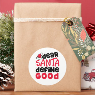 Sticker Rond Cher Père Noël Définir bon Noël drôle