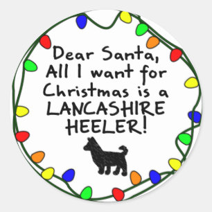 Sticker Rond Cher Père Noël Lancashire Heeler