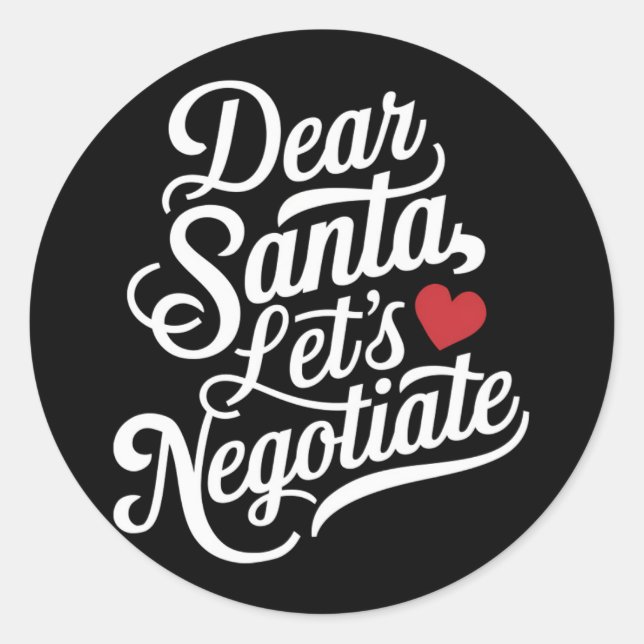 Sticker Rond Cher Père Noël Négocions un cadeau de Noël amusant (Devant)
