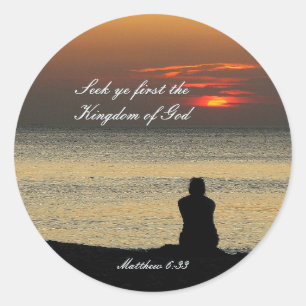 Sticker Rond Chercher Premier Royaume de Dieu, Matthieu 6:33 Oc