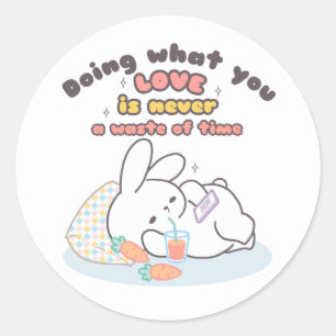 Sticker Rond Cherchez vos passions - Un Rappel de lapin douille