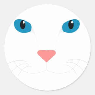 Sticker Rond Chère Chat Blanc