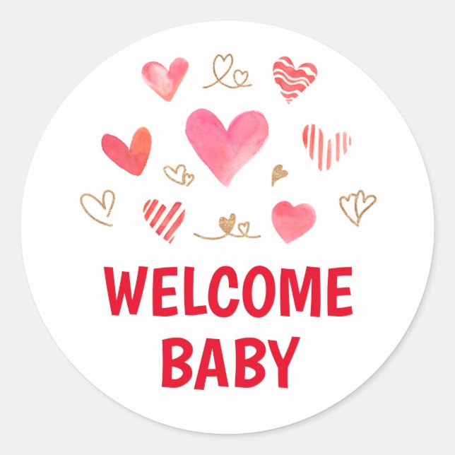 Sticker Rond Chérie C'est un Baby shower Bienvenue bébé (Devant)