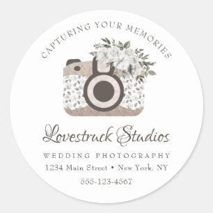 Sticker Rond Cherish Vintage Custom Logo Photography Business