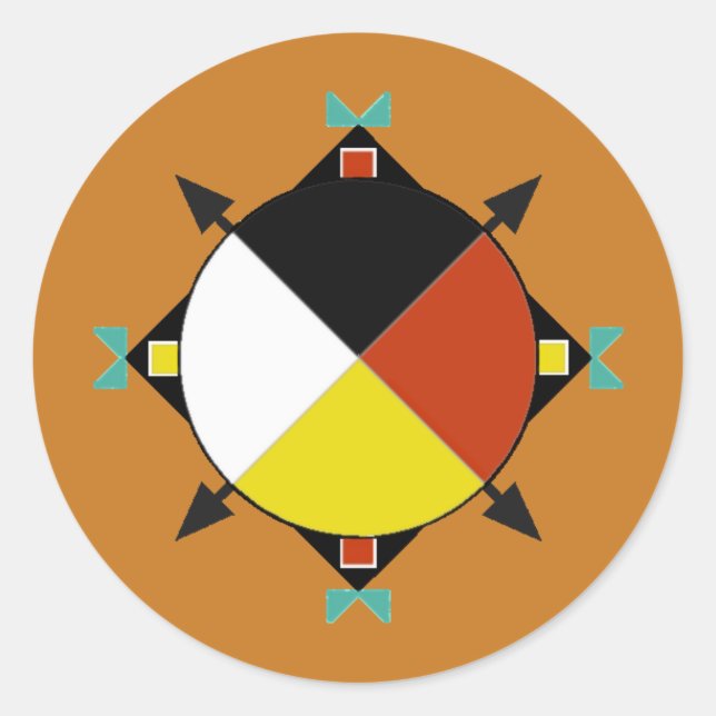 Sticker Rond Cherokee Quatre directions (Devant)