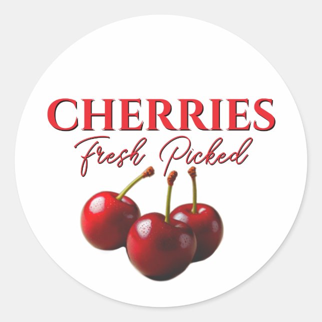 Sticker Rond Cherries fresh picked  (Devant)