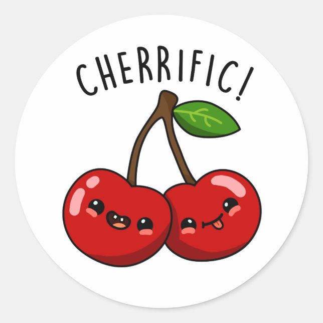Sticker Rond Cherrific Funny Red Cherry Pun (Devant)