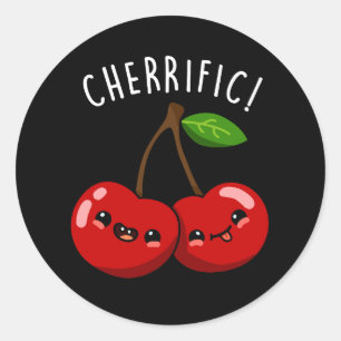 Sticker Rond Cherrific Funny Red Cherry Pun Dark BG