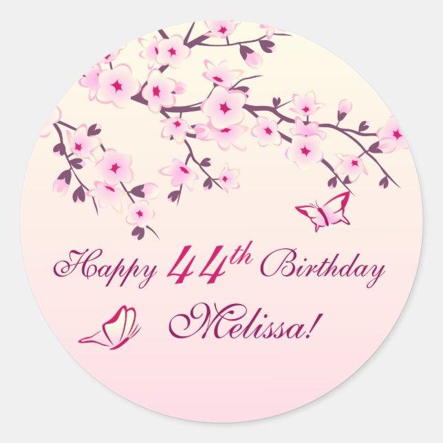 Sticker Rond Cherry Blossom Joyeux anniversaire (Devant)