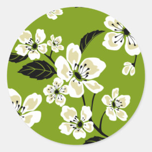 STICKER ROND CHERRY BLOSSOM - SAKURA (MATCHA GREEN)