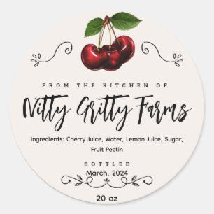 Sticker Rond Cherry Jam Jelly préserver Custom Canning Étiquett