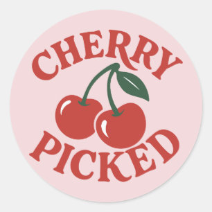 Sticker Rond Cherry Picted Fruit Retro tendance Graphic Party