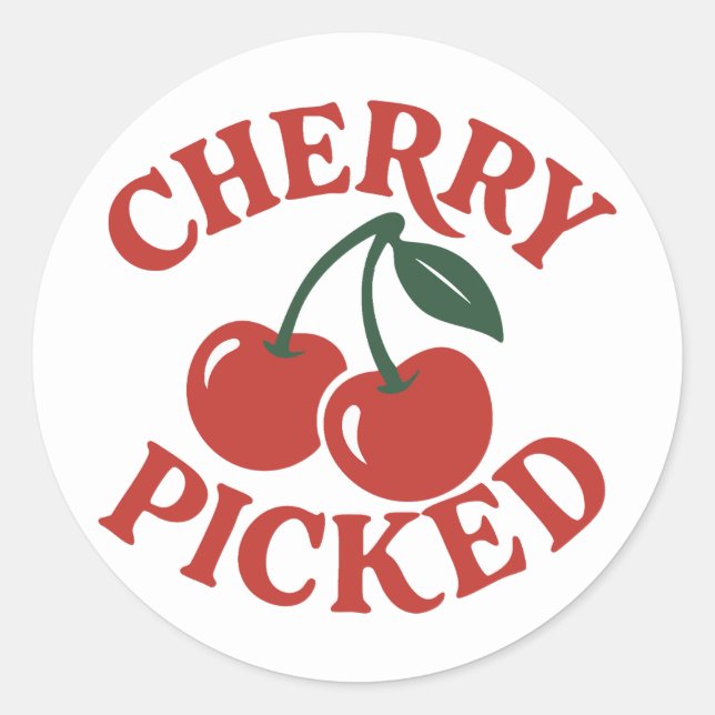Sticker Rond Cherry Picted Retro tendance Fruit Graphic (Devant)