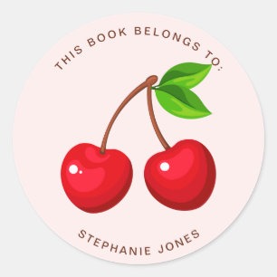 Sticker Rond Cherry Sweet Birthday Ce livre appartient à