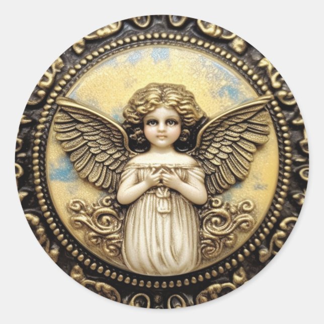 Sticker Rond Cherub Angel prie (Devant)