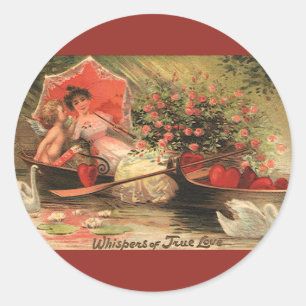 Sticker Rond Cherub avec coeur pour la Saint Valentin victorien