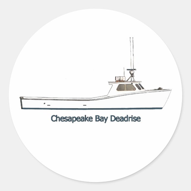Sticker Rond Chesapeake Bay Deadrise Boat (titre) (Devant)