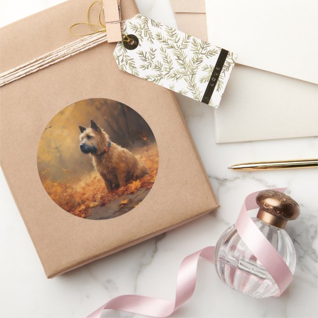 Sticker Rond Chesapeake Bay Terrier en congé d'automne (Cadeaux)