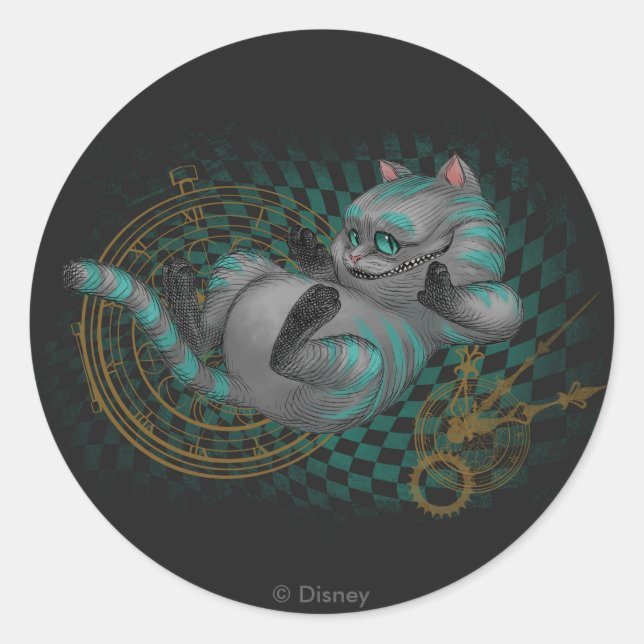 Sticker Rond Cheshire Cat | Le temps est une poubelle' (Devant)