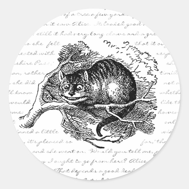 Sticker Rond Cheshire Cat - Nous sommes tous en colère ici (Devant)
