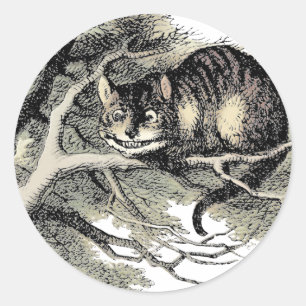 Sticker Rond Cheshire Chat Alice Wonderland Classic