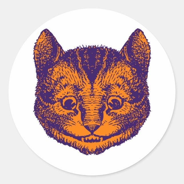 Sticker Rond Cheshire Chat Enclavé violet orange orange (Devant)