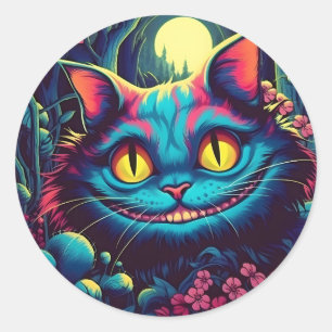 Sticker Rond Cheshire Chat Sourire Alice au pays des merveilles