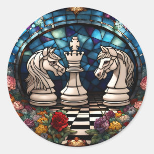 Sticker Rond Chess Dancing Knights
