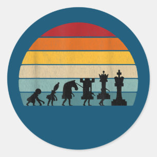 Sticker Rond Chess Evolution Cadeau Vintage Rétro Pour Un Échec