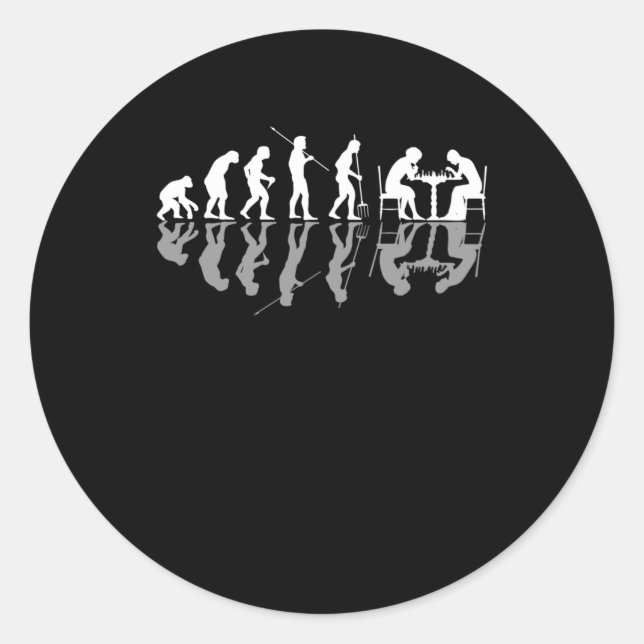 Sticker Rond Chess Evolution Chessboard Lover Chess Gamer (Devant)