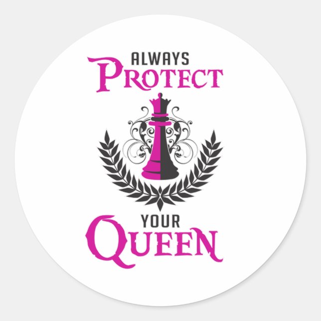 Sticker Rond Chess Queen Chess Board Checkmate Board Drôle cade (Devant)