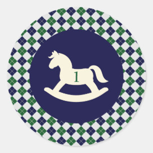 Sticker Rond Cheval à bascule Prépa Argyle 1er Anniversaire
