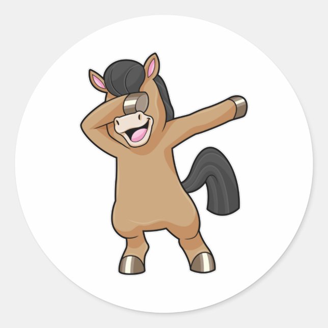 Sticker Rond Cheval à Hip hop Dance Dab (Devant)