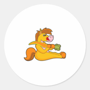 Sticker Rond Cheval à la carotte