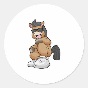 Sticker Rond Cheval avec de grandes chaussures