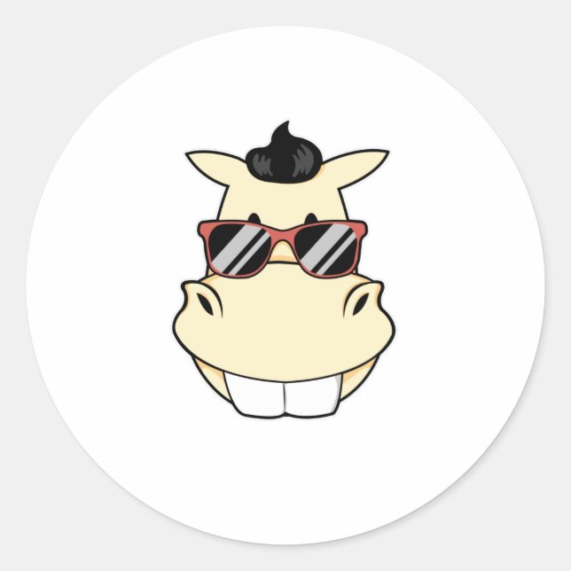 Sticker Rond Cheval avec lunettes de soleil (Devant)